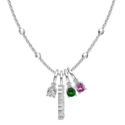 白 CZ 4mm 925 シルバー ネックレス 女性 ジルコーン 石 ネックレス