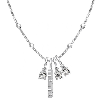 白 CZ 4mm 925 シルバー ネックレス 女性 ジルコーン 石 ネックレス