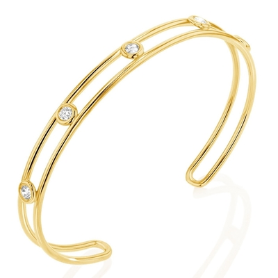 プラチナ ダイヤモンド キュービック ジルコニア マンチェット ブレスレット 幅6mm CZ マンチェット ブレスレット