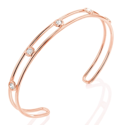 プラチナ ダイヤモンド キュービック ジルコニア マンチェット ブレスレット 幅6mm CZ マンチェット ブレスレット