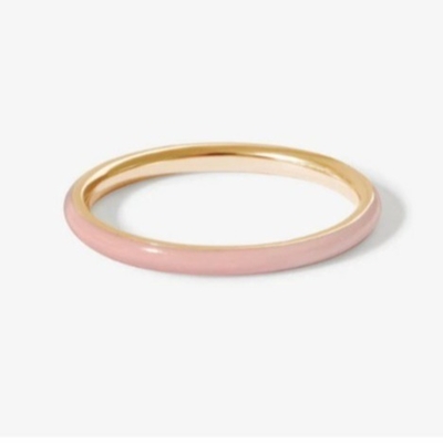 ピンクエナメル 18K 金属リング 固体925 ステルリングシルバー スタッキングリング