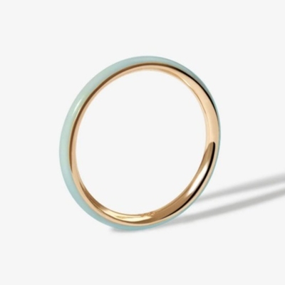 ピンクエナメル 18K 金属リング 固体925 ステルリングシルバー スタッキングリング