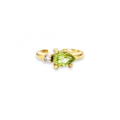 18K ゴールド 925 ステルリング シルバー トレンドデザイン ピアス カット ペリドット CZ マンチェット イヤリング