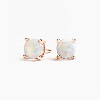 18K ゴールド 6MM ソリテア オパール 女性の耳飾り