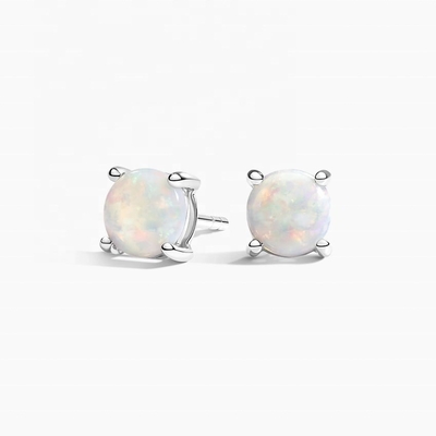 18K ゴールド 6MM ソリテア オパール 女性の耳飾り