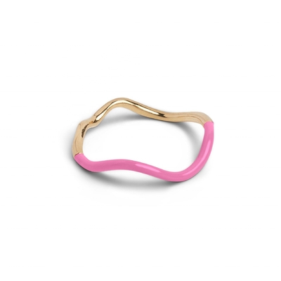 925 スターリング シルバー 18k ゴールド ピンク エナメル 帯 指輪 女性 女の子