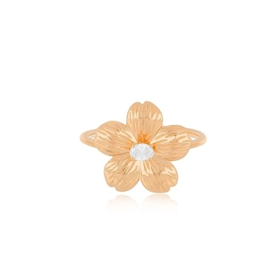 Forever Flower 18K 金彩 円形CZ 女性の指輪 925 ステルリング銀 宝石