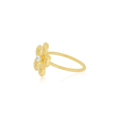 Forever Flower 18K 金彩 円形CZ 女性の指輪 925 ステルリング銀 宝石