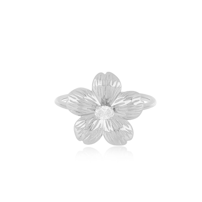 Forever Flower 18K 金彩 円形CZ 女性の指輪 925 ステルリング銀 宝石