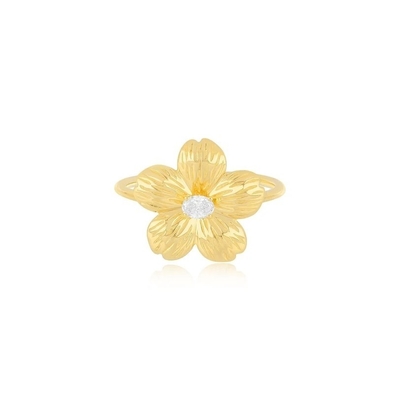 Forever Flower 18K 金彩 円形CZ 女性の指輪 925 ステルリング銀 宝石