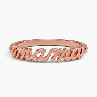 クラシック925スターリングシルバー14Kゴールド 極度に磨き上げられたMAMA 女性リング ミニマリストデザイン
