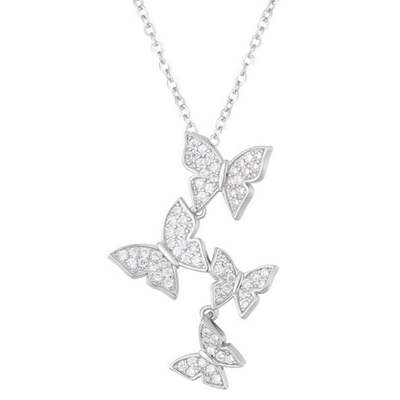 925 スターリング シルバー 白金 コーティング ミクロン パブ 4 バターフライス 魅力 Pendant 女性用