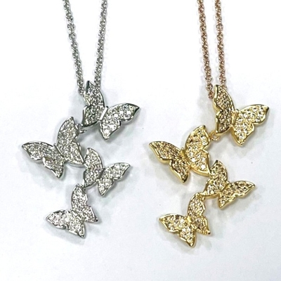 925 スターリング シルバー 白金 コーティング ミクロン パブ 4 バターフライス 魅力 Pendant 女性用