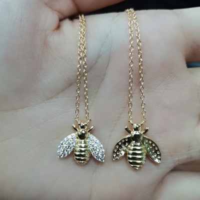 ファッション 18K 金色 ミツバチペンダント ネックレス 手作り 925 ステルリング シルバー 宝石