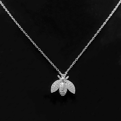 ファッション 18K 金色 ミツバチペンダント ネックレス 手作り 925 ステルリング シルバー 宝石
