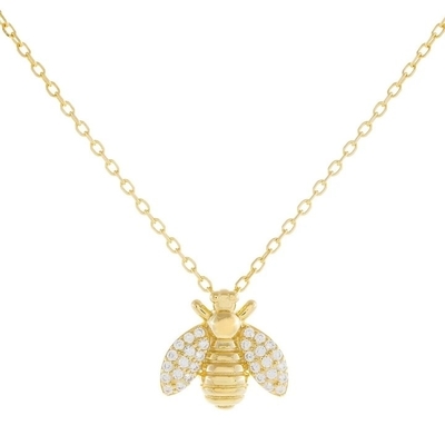 ファッション 18K 金色 ミツバチペンダント ネックレス 手作り 925 ステルリング シルバー 宝石