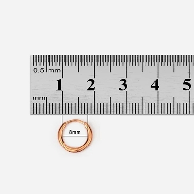 シンプルローズゴールド 8mm ハンジング ハグジー 卒業式のステンレス鋼の耳飾り