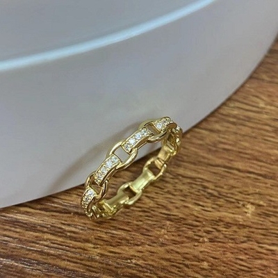 カーブリンクチェーン 18K ゴールド デリケート 個別 スーパー フェアリー 925 ステルリング シルバーリング