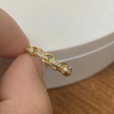 カーブリンクチェーン 18K ゴールド デリケート 個別 スーパー フェアリー 925 ステルリング シルバーリング