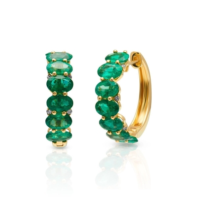 925 ステルリング シルバー 円形の緑色 CZ 女性のフック イヤリング 18K ゴールド 半永続帯