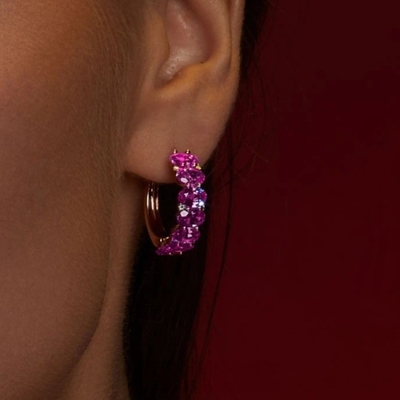 925 ステルリング シルバー 円形の緑色 CZ 女性のフック イヤリング 18K ゴールド 半永続帯