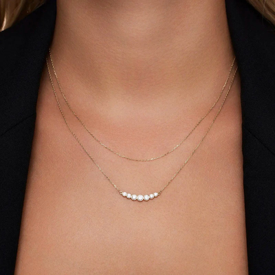 ミニマリスト 925 スターリングシルバー テニスのペンダント ネックレス 女性用 層式積み重ね式 ネックレス
