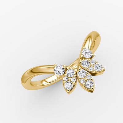新入生 デザイン 優雅な925 ステルリング シルバー 18K ゴールド 花びら 冠 リング