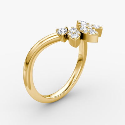 新入生 デザイン 優雅な925 ステルリング シルバー 18K ゴールド 花びら 冠 リング