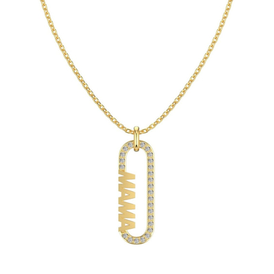 18k ゴールド ママの紙クリップ ペンダント ネックレス 925 スターリング シルバー