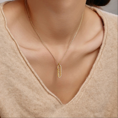 18k ゴールド ママの紙クリップ ペンダント ネックレス 925 スターリング シルバー