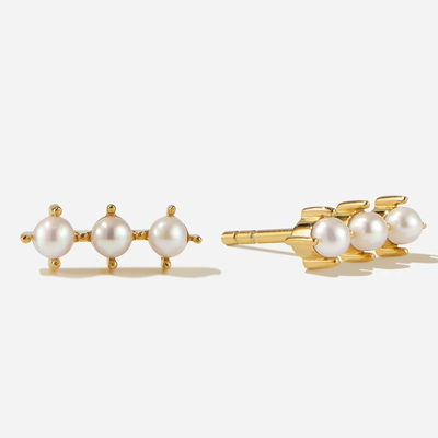 18K ゴールド プリント パール スタッド イヤリング スタリング シルバー オーダーメイド ロゴ