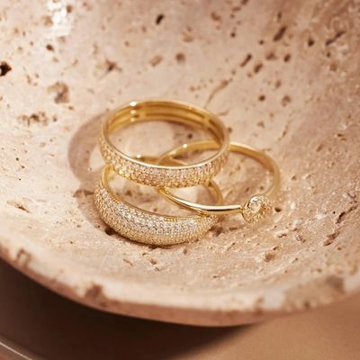 925 スターリング シルバー 18K 金付 CZ 半永久指輪 女性用