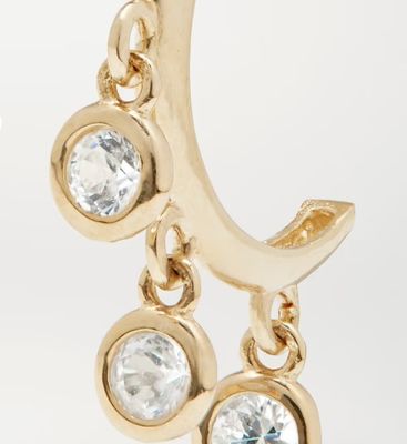 14Kゴールドメッキ真鍮フープピアス、ジルコンベゼルセッティング付き