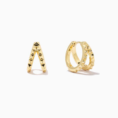 独創的な18K 金 金 金 金 925 ステルリング シルバー ダブル ハグズ イヤリング 厚い防水宝石