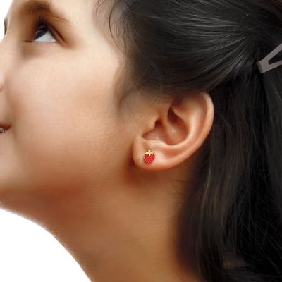 925スターリングシルバー 子供用 イチゴ スタッドピアス 92.5%純度