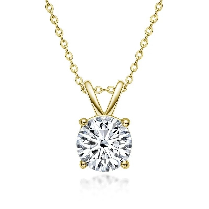 925 スターリング シルバー ペンダント 女の子用 18K 黄金 丸切りの ソリテール 石 ギフト