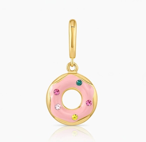 金彩のデザイン レインボー 色彩豊かな小さなピンクドーナット 魅力的なペンダント 925 ステルリングシルバー