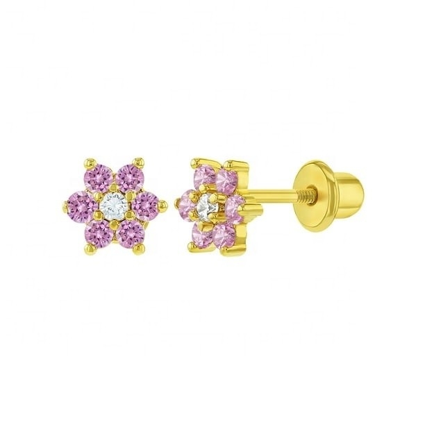 5MM 18k 金色花の赤ちゃんイヤリング 925スターリングシルバーで子供のための完璧な贈り物