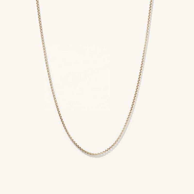 手作りの18Kゴールドメッキラウンドボックスネックレスチェーン、迅速な発送とカスタマイズ可能なロゴ