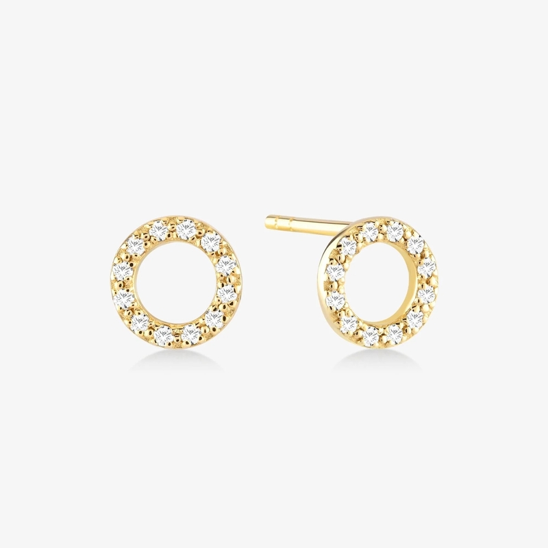 18K 金付 925 ステルリング シルバー クラシック スタッド イヤリング 女の子 ファッション アクセサリー