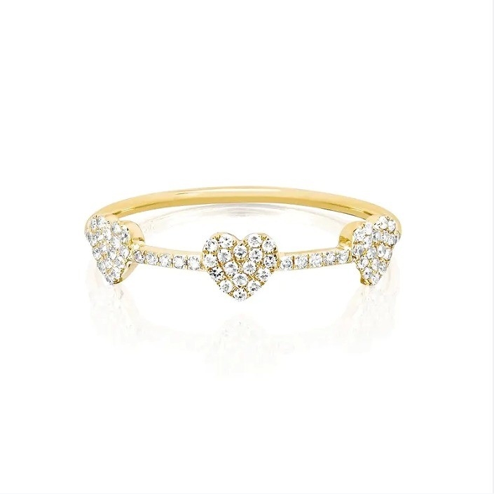 18K 金 925 ステルリング シルバー 3 マイクロパブ ハートリング 女性用とエレガント