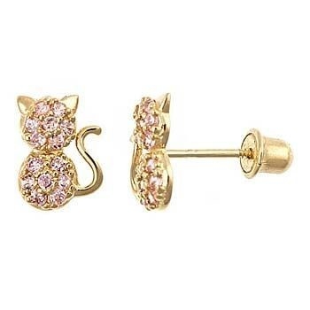 ジュエリータイプ 耳飾り YCE6799 ピンク CZ 猫用の耳飾り 女の子用の耳飾り スクロールバック