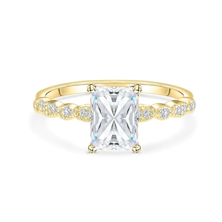 ヴィンテージ 手作り 18K ゴールド バゲット 切断石 婚約指輪 女性用ヴィンテージスタイル