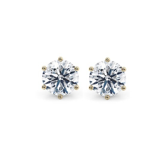 シックスクラウ ホワイト CZ スタッド イヤリング 925 スターリング シルバー 18K キュービック ジルコニア スタッド イヤリング