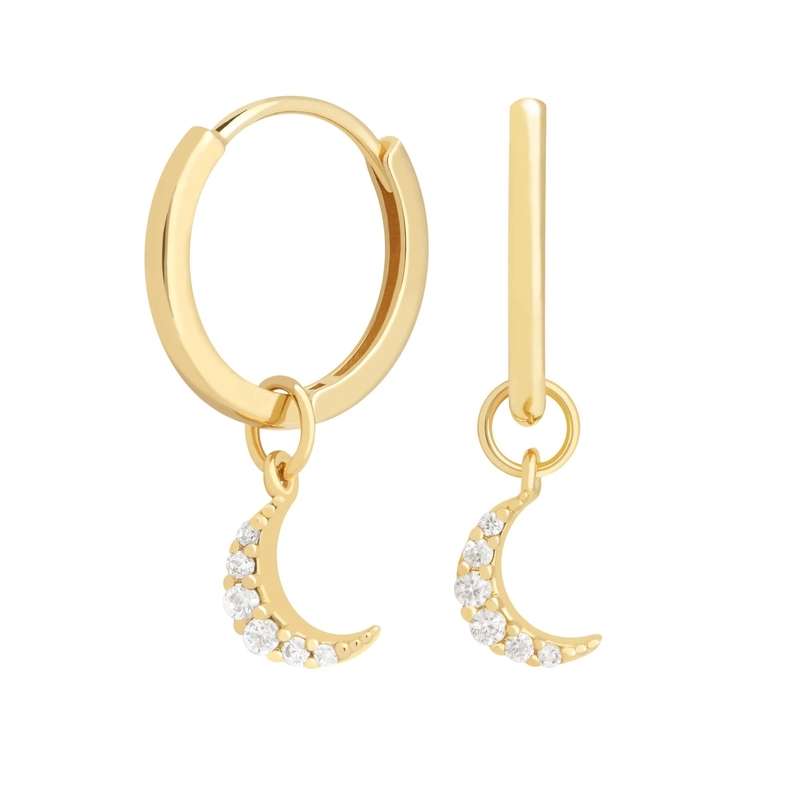 ダンゲル・ムーン・フープ耳飾り 925 銀 女性用 ブラジル 金 金 18K オーダーメイド 宝石