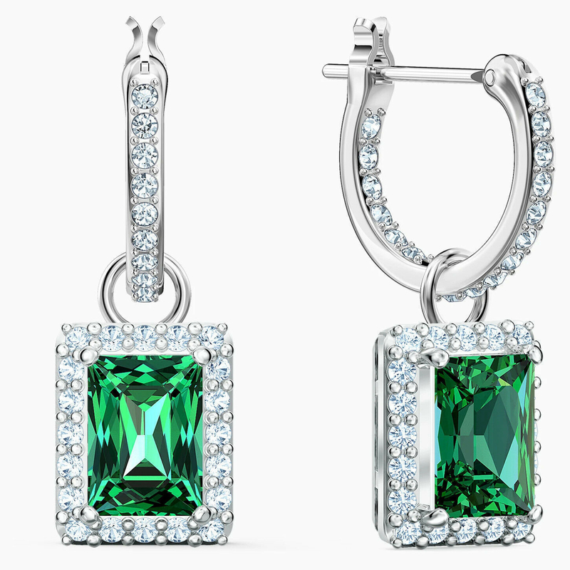 グリーン CZ ダイヤモンド 925 スターリング シルバー クラシック 豪華 ハープ イヤリング 女性用 ファッション