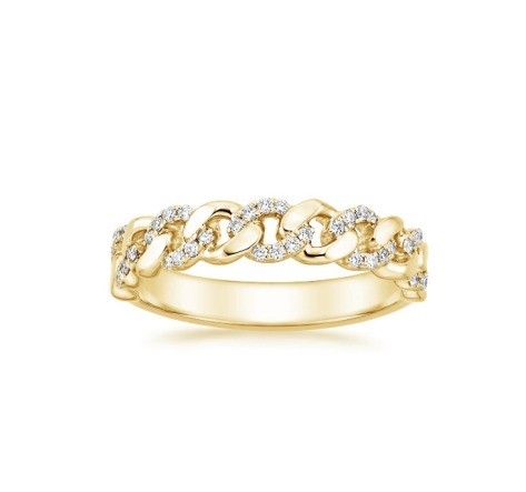 マイクロンパブ CZ 18K 金色 ステーキングチェーンリンク 925 ステルリングシルバー 女性リング