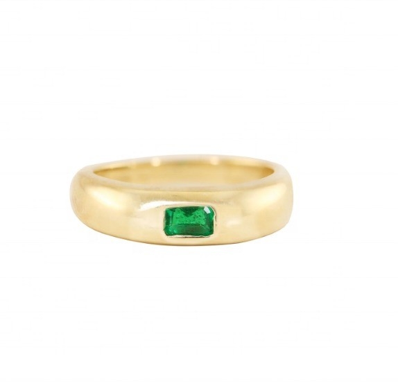 ジュエリー タイプ リング ヴィンテージ 18K ゴールド プラテッド エメラルド バゲット ドーム 宝石 リング 女性用