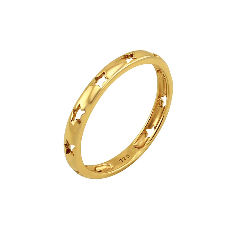 トレンドスタイルのスター ホロー エターニティバンド リング 925 シルバー 宝石 18K ゴールド コーティング