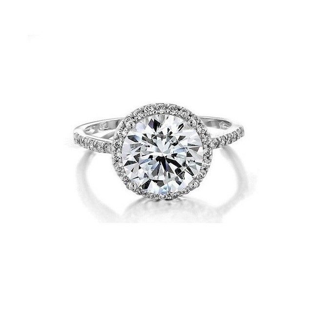925スターリングシルバー 10mm ホワイト CZ ソリテア 婚約指輪 メインストーンサイズ 10mm
